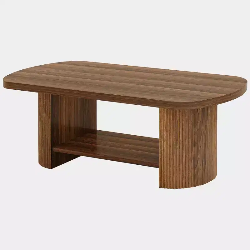 2-Tier Oval Coffee Table, Mid-Century Modern Style