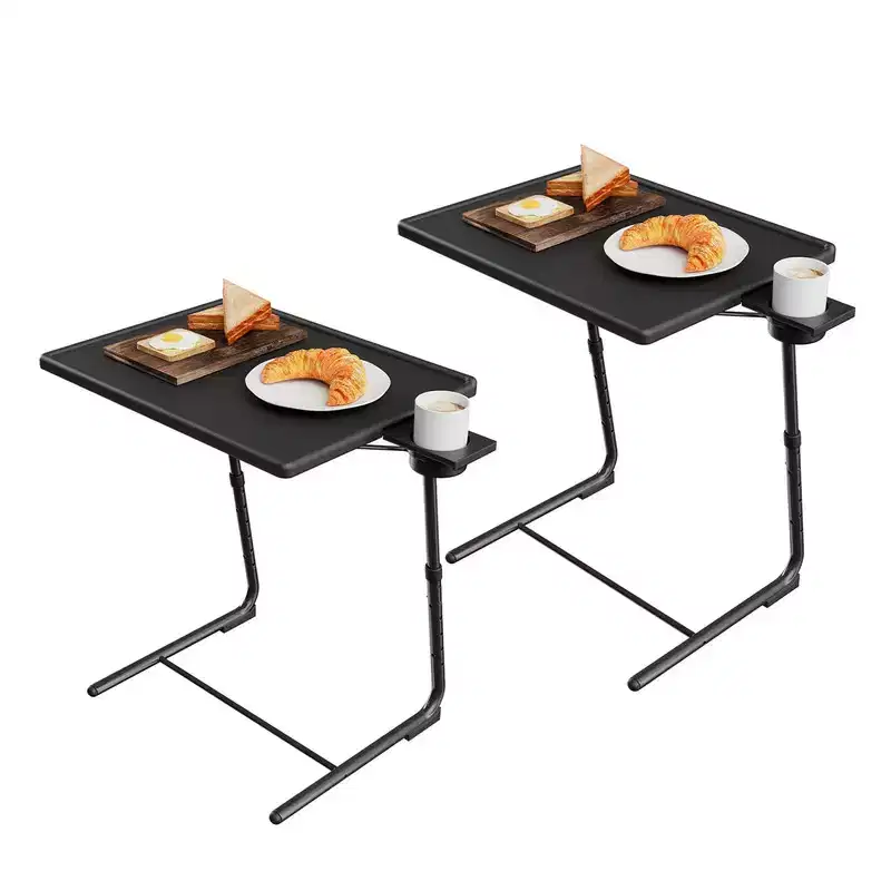 2 Pack Adjustable TV Tray Set of 2 - TV Dinner Tray on Bed & Sofa, Comfortable TV Tray Table with 6 Height & 3 Tilt Angle Adjustments