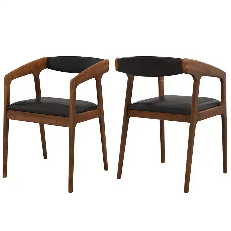 Costway Set of 2 Accent Chairs PU Leather Upholstered Armchairs w/ Cozy Backrest