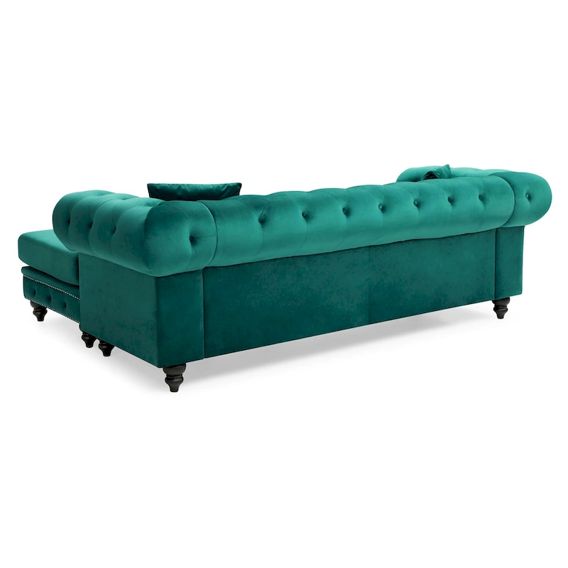 Nola 98 in. 3-Seater Velvet Sofa with 2-Throw Pillow - 98L x 37W x 31H