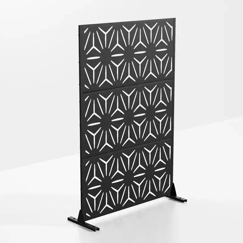 Star 01 Black Galvanized Steel Screen 183x120x40cm