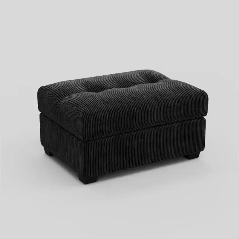 HomeRoots 37 Black Corduroy Tufted Ottoman