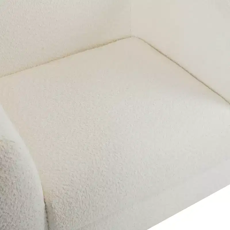 Birch Wood Boucle Upholstered Club Chair