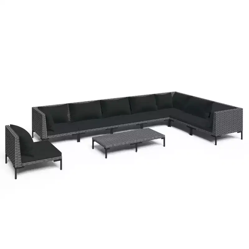 vidaXL Garden Lounge Set Dark Grey, Black