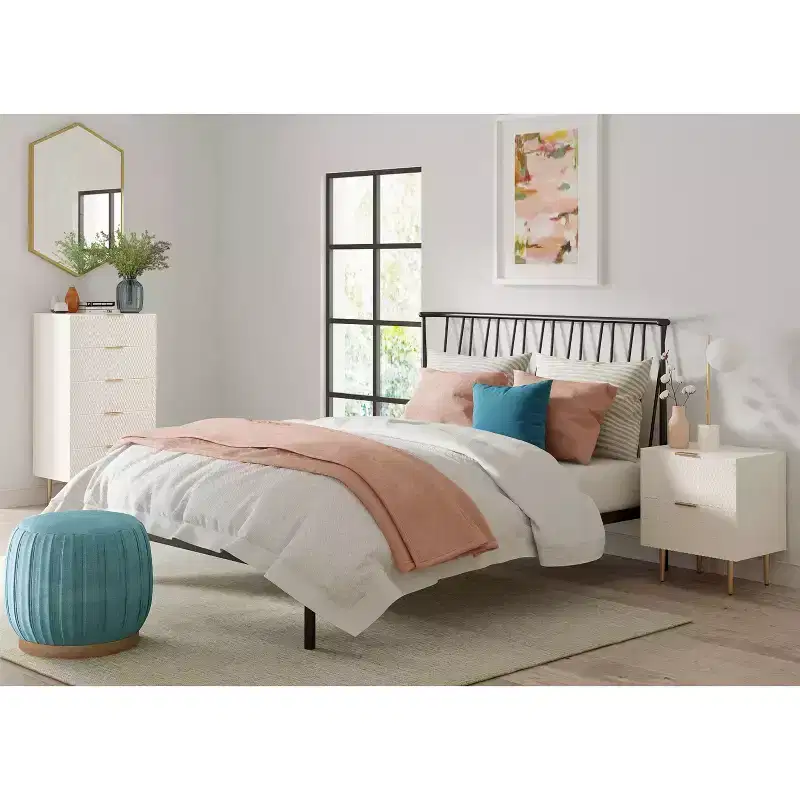 Jolie 5 Drawer Tallboy Dresser White - Adore Decor: Glam Style, MDF & Iron, Anti-Tip, Metal Glides