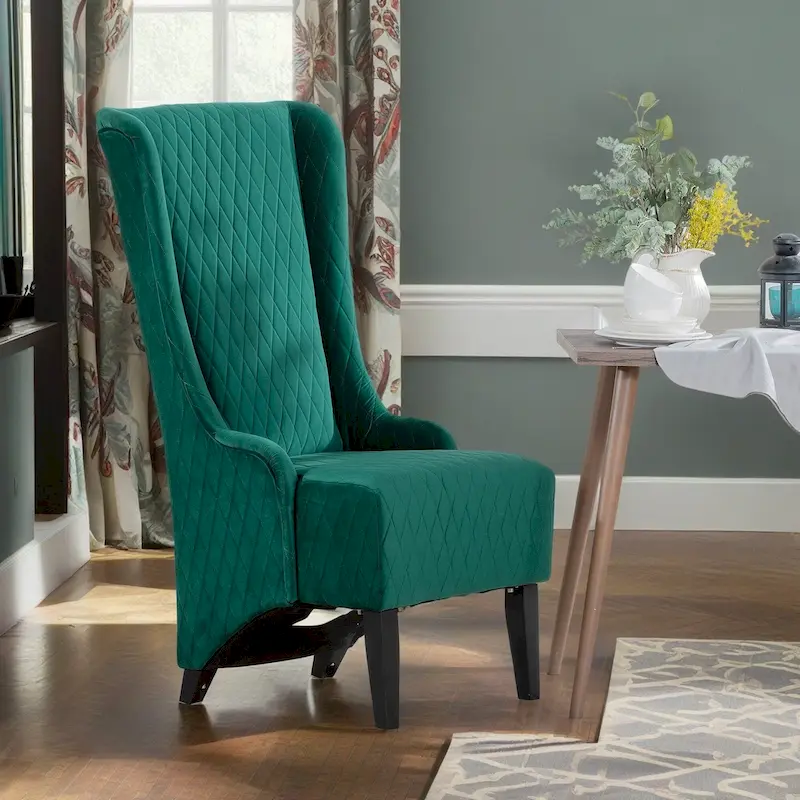 Christopher Knight Home - Evelyn High-Back Velvet Wingback Chair with Wooden Legs