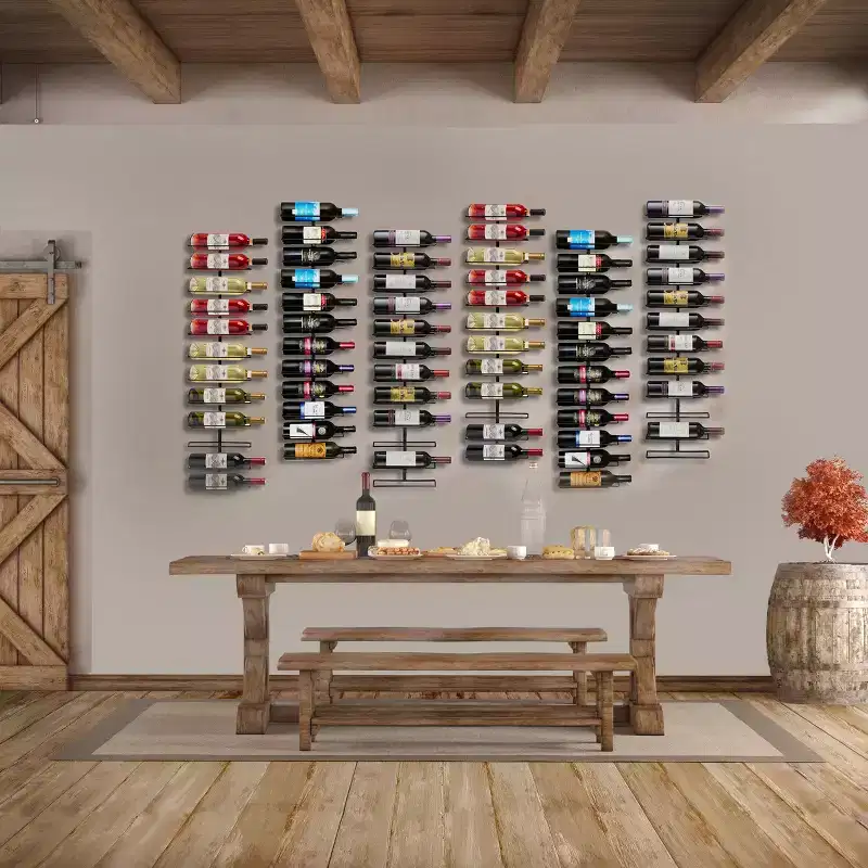 Black Metal Wine Rack Bottle Holder for Home Bar and Kitchen, Holds 12 Bottles