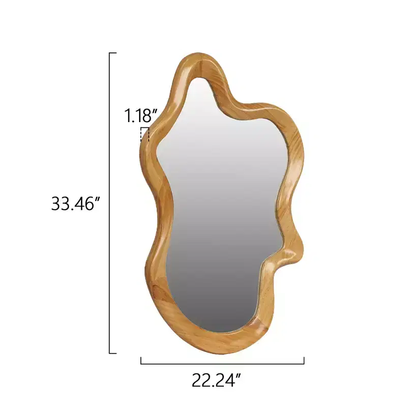 GDFStudio Laurent Modern Wooden Decorative Irregular Shaped Wall Mirror