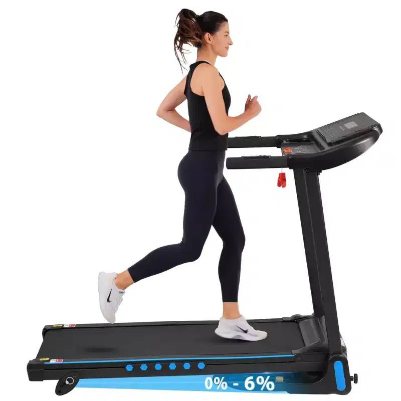 Okak 3.0 HP Treadmill with Incline with Hydraulic System, Auto-Folding Treadmill with Type C & USB Charge, Walking Pad with Bluetooth Speaker, Black