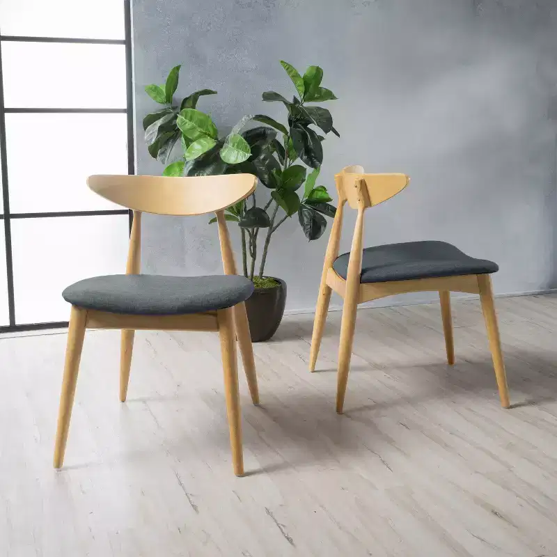 Christopher Knight Home Barron Mid Century Modern Rubberwood Fabric Upholstered Dining Chairs (Set of 2)