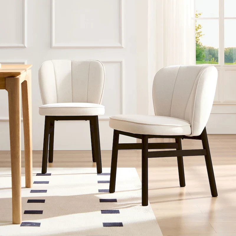 Modern Armless Dining Chairs with Wooden Frame and Upholstered Seat