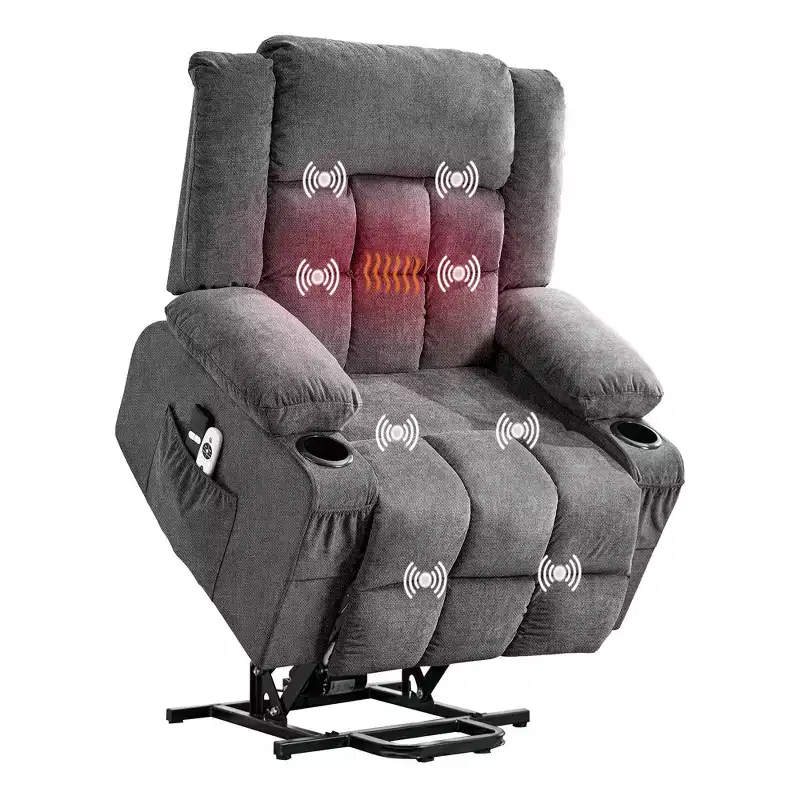 Large Lift Recliner Chair, Overstuffed Wide Recliner Chair, Side Pockets & Cup Holder, 360 Swivel Rocker Recliner, for Living Room, Home