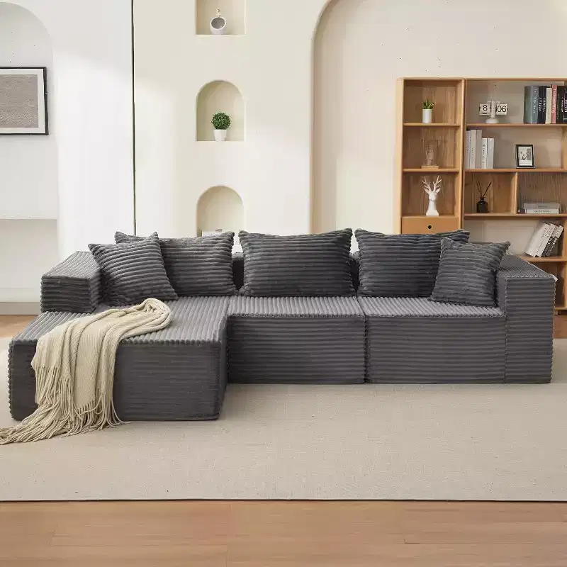 Acekool 108-Inch Cloud Modular Sectional Sofa with Chaise, Plush Boneless L-Shape Couch for Living Room