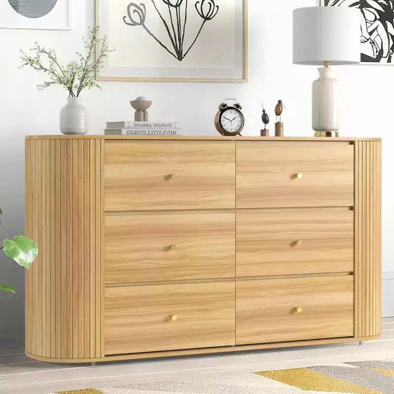 9 Drawer Farmhouse Dresser with Built-In Charging Station, Vintage Style Storage Chest for Bedroom, Living Room or Hallway