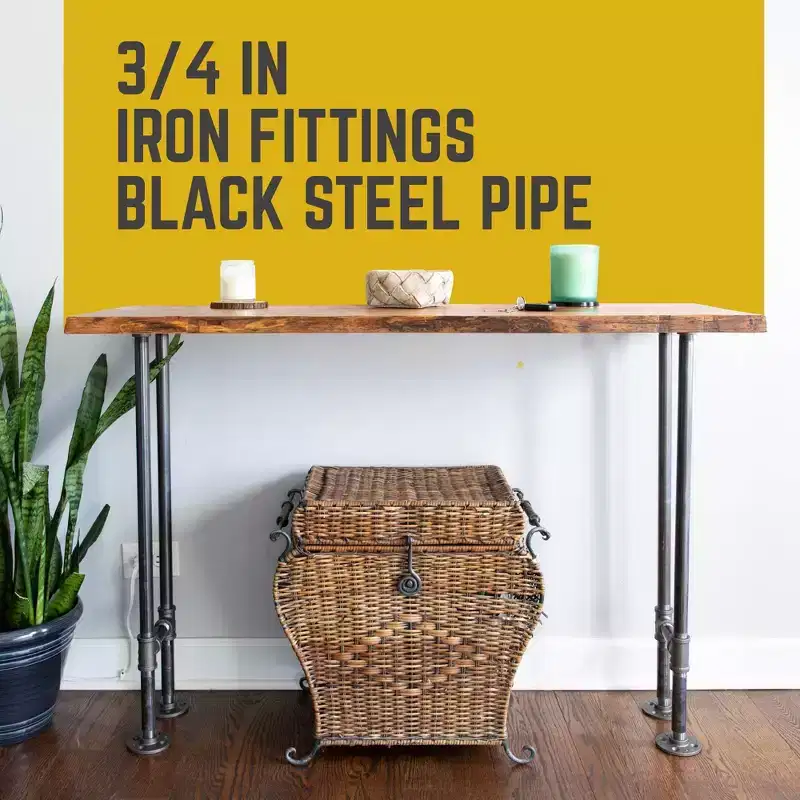 Industrial Pipe Round Flange Console Table Legs 13.25 in. Wide