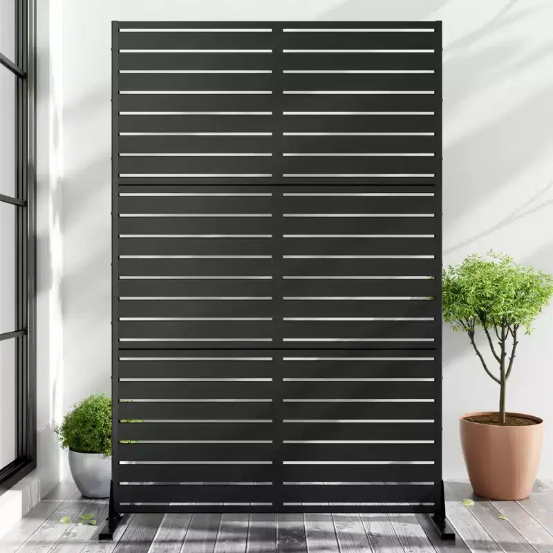 8-Fold Louver Black Galvanized Aesthetic Room Divider | 183H x 120W x 40D cm