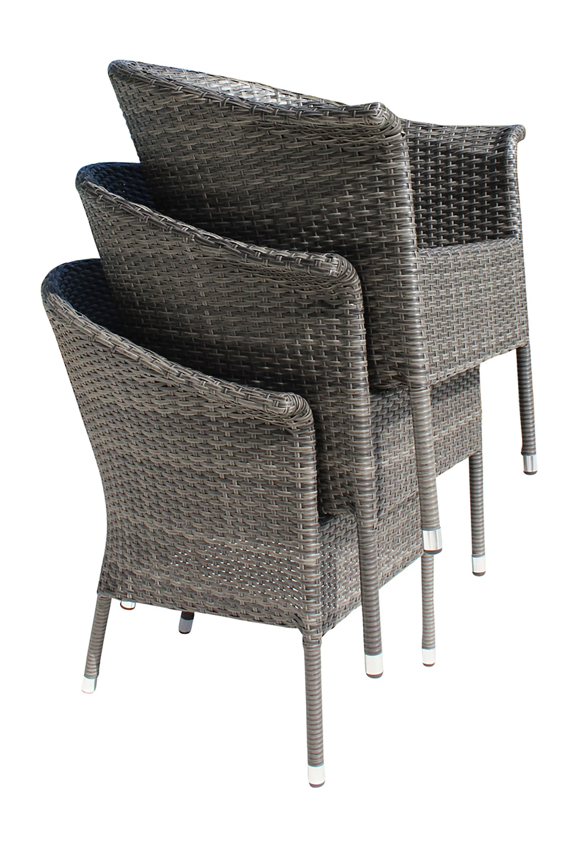 Outdoor Stackable Woven Armchair with Cushion in Grey