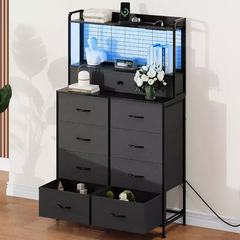 Dresser with 11 Fabric Drawers, Industrial Storage Organizer, Anti-Tipping Design, for Bedroom, Living Room