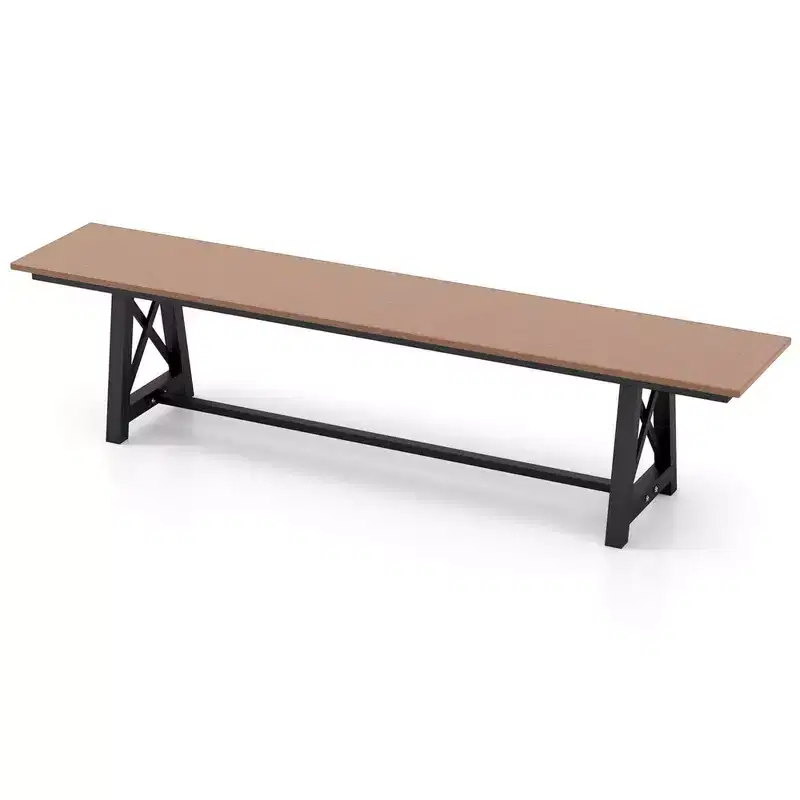 Costway 1/2 PCS Patio 72  Extra Long Bench Outdoor Long Chair for 4 Weatherproof HDPE Seat Brown