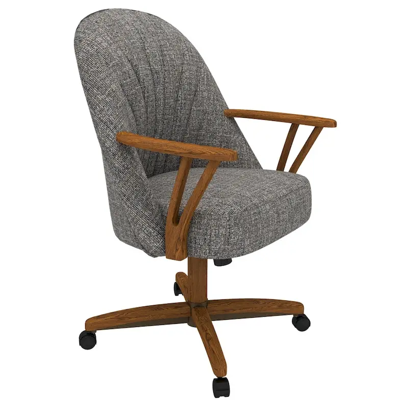 Chromcraft Cliff Caster Dining Chair in Solid Wood Chestnut Finish