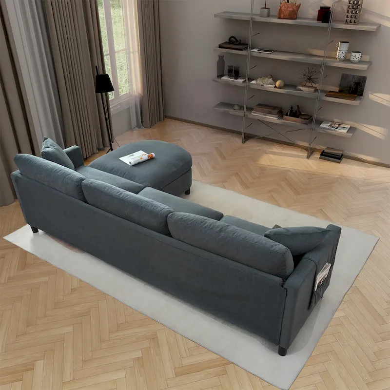 Tala Sectional Sofa Couch with Ottoman and Removable Cushion by GDFStudio