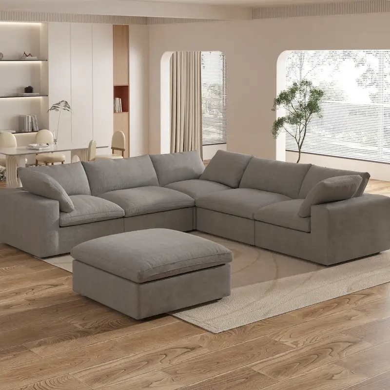 5-Piece Modular Sectional Sofa with Ottoman