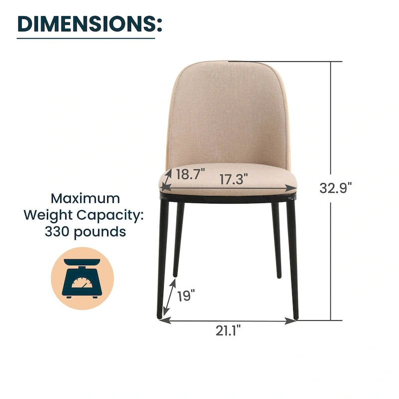 Dining Chair with Upholstered Seat Side Chair with MDF Wood Frame in Steel Set of 4
