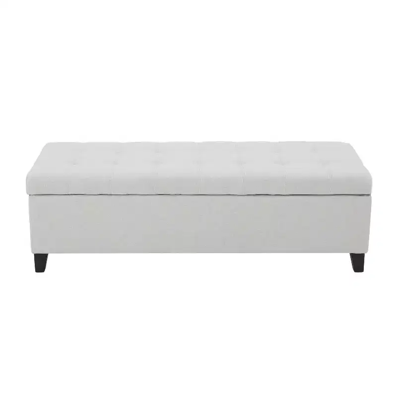 Okak Modern Storage Ottoman Bench with Birch Wood Legs Soft Upholstered Storage Footrest Stool for Living Room Entryway Bedroom End of Bed