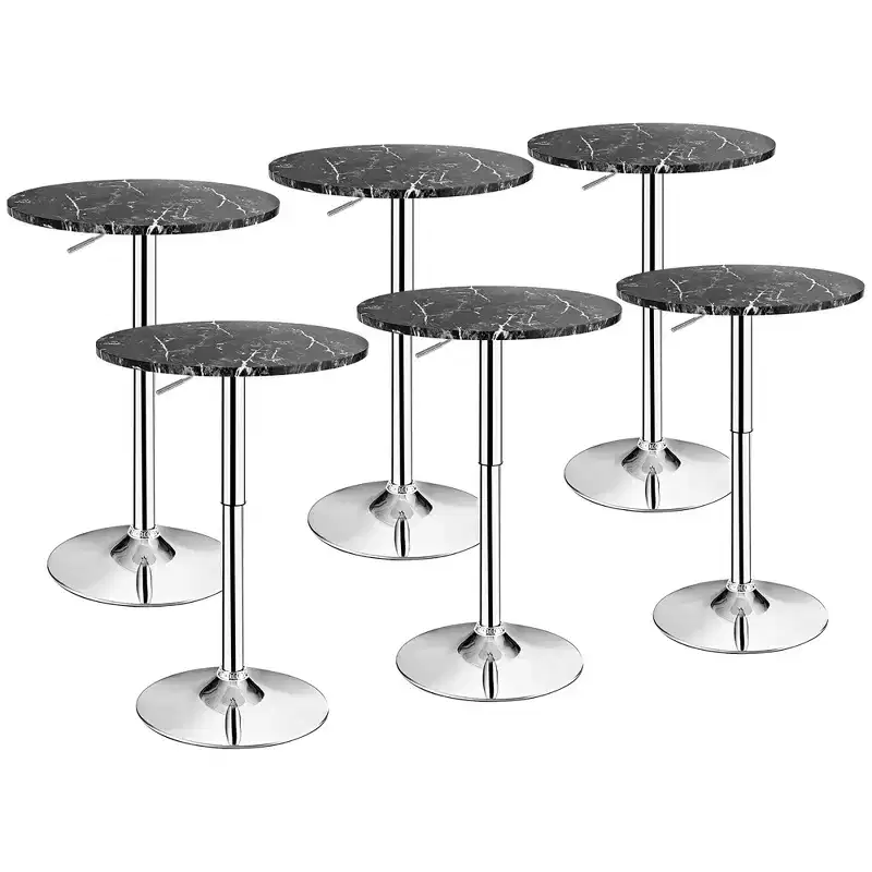 Costway 6PCS Round Bistro Bar Table Height Adjustable 360-degree Swivel White\Black