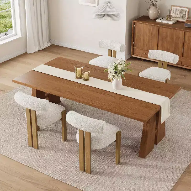 Upholstered Dining Chairs, Modern Chairs with Ergonomic Curved Back, Kitchen Chairs with Wood Legs for Dining Room, Living Room