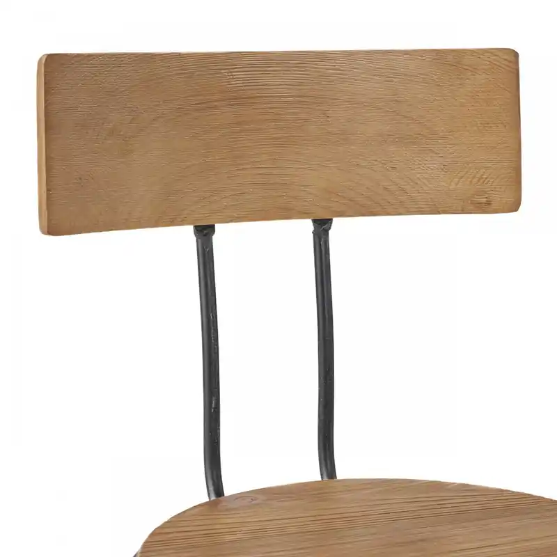 Barstool With Adjustable Height, Fir Wood Seat, Metal Frame