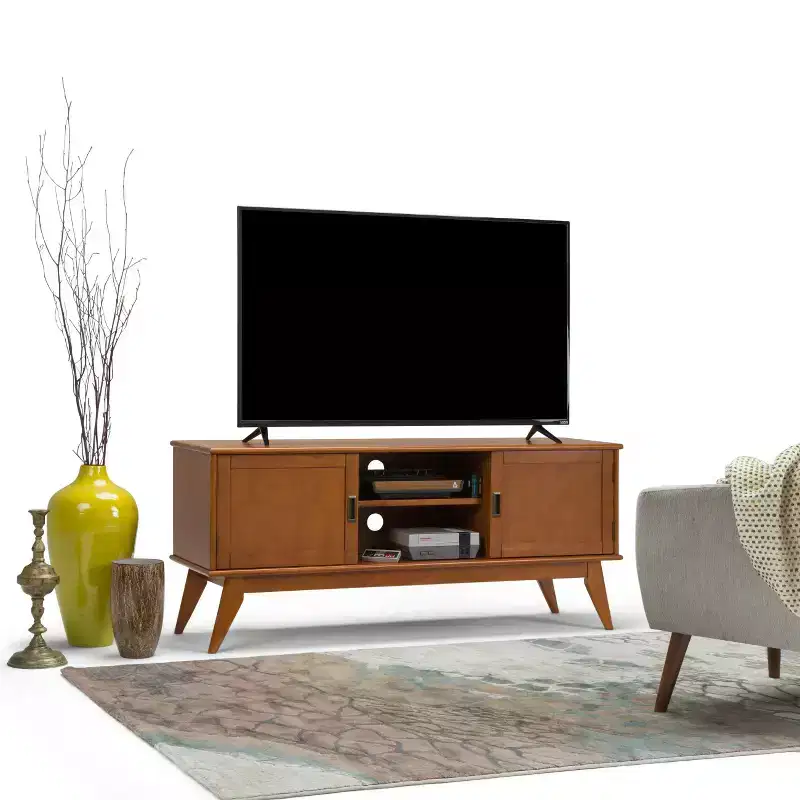 Solid Hardwood Mid-Century TV Stand for TVs up to 66