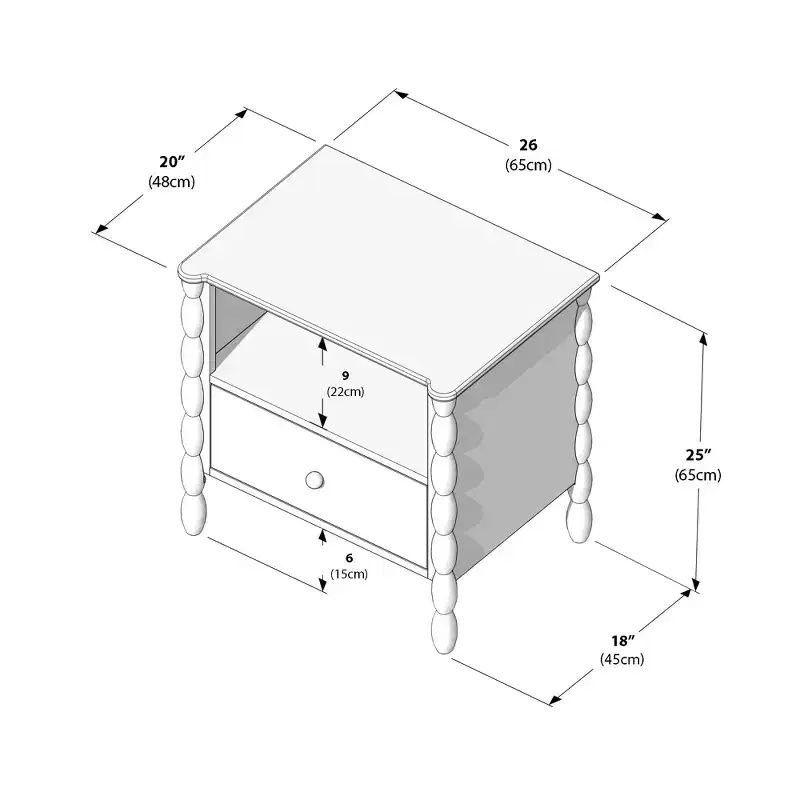 Jenny Lind Cubby Nightstand with 1 Drawer & Electrical Outlet