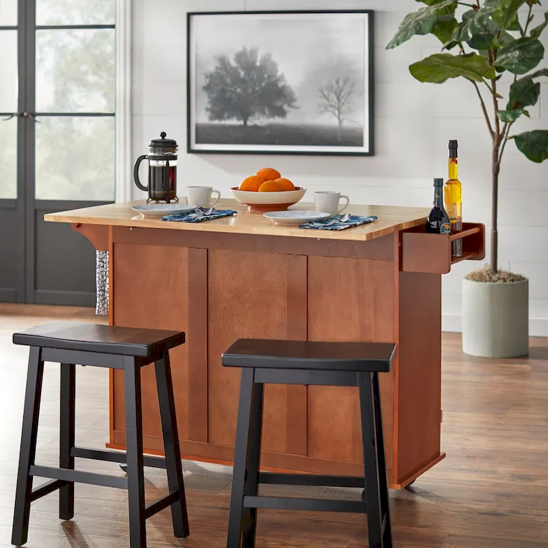 Simple Living 3-drawer Drop Leaf Kitchen Cart