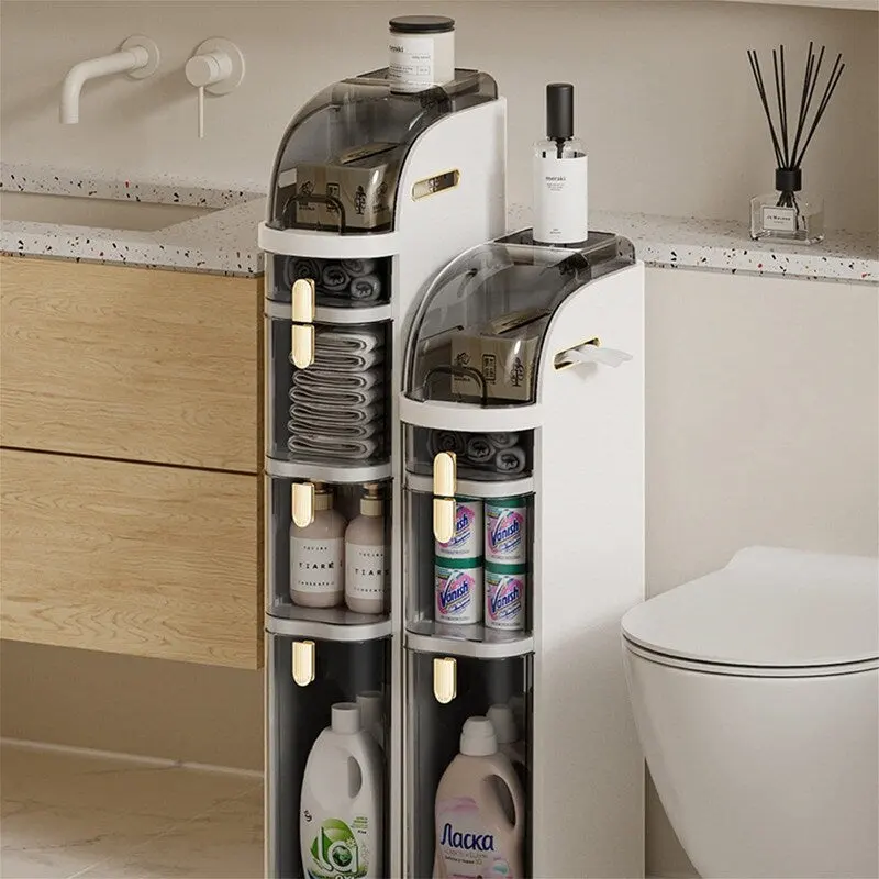 2-Tier Freestanding Storage Cabinet with Drawers – Wood Finish, Polypropylene, No Assembly