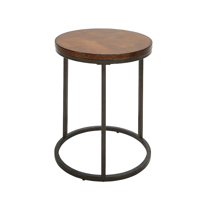 18 Round Top Accent Table - Chestnut/Industrial