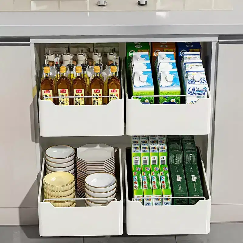 Pull-Out Kitchen Basket Rack30cm Width, Multi-Functional Storage, for Cabinet Drawer/Sink,