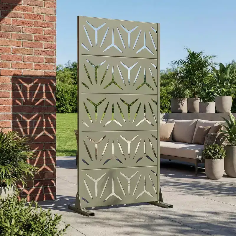 MAYEERTY Star 01 Olive Gray Galvanized Steel Room Divider, 59x30x16, 5-Piece Outdoor Decorative Screen