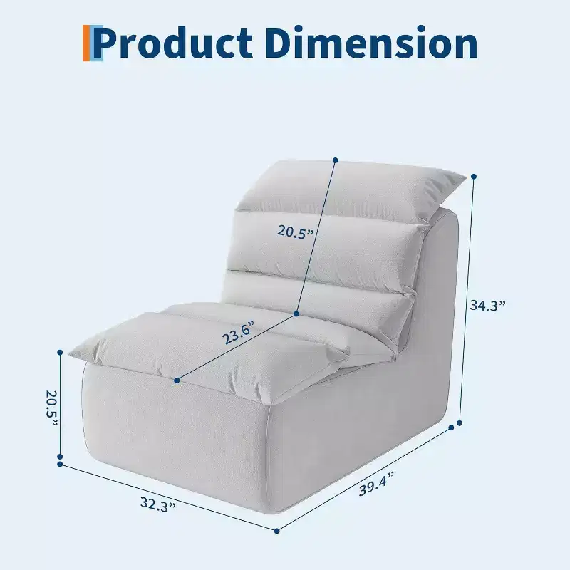 Lazy Floor Sofa with High-Resilience Foam and Non-Slip Base for Gaming, Living Room or Bedroom, Gray