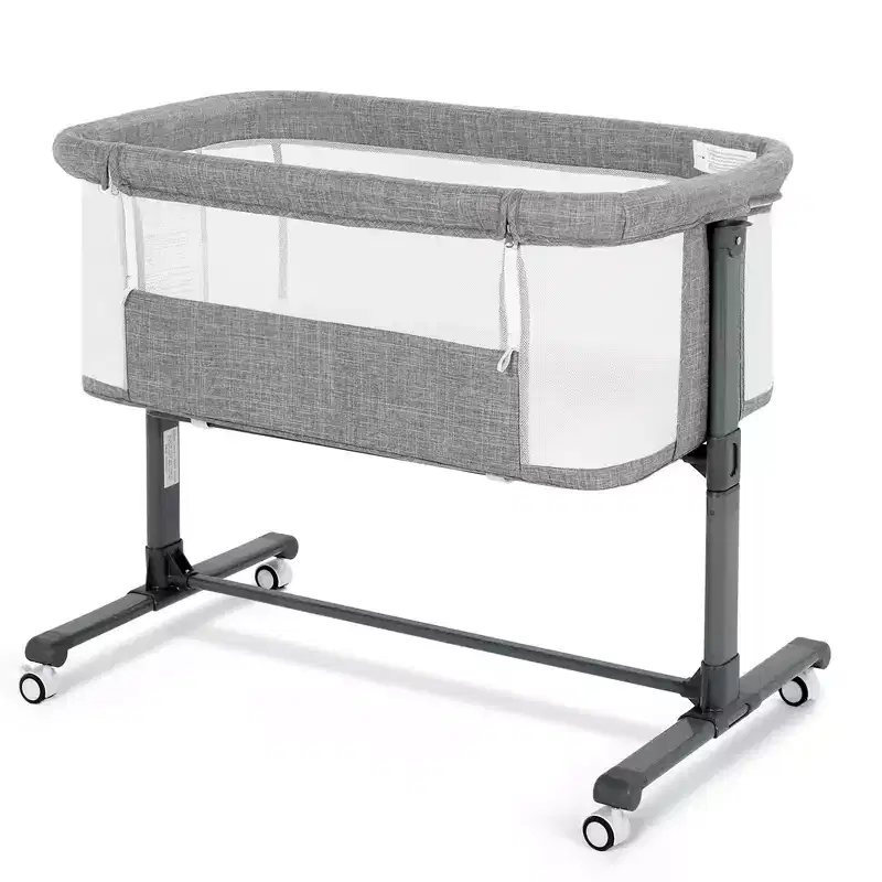 Kinder King Portable Baby Bassinet with Wheels, All-Mesh Bedside Sleeper, Newborn Crib with Removable Soft Mattress