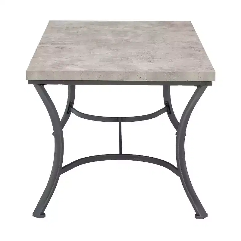 Talley Metal and Faux Concrete Top 3pc Coffee and Side Table Set Coal Finished - Powell: Industrial Living Room Furniture Set
