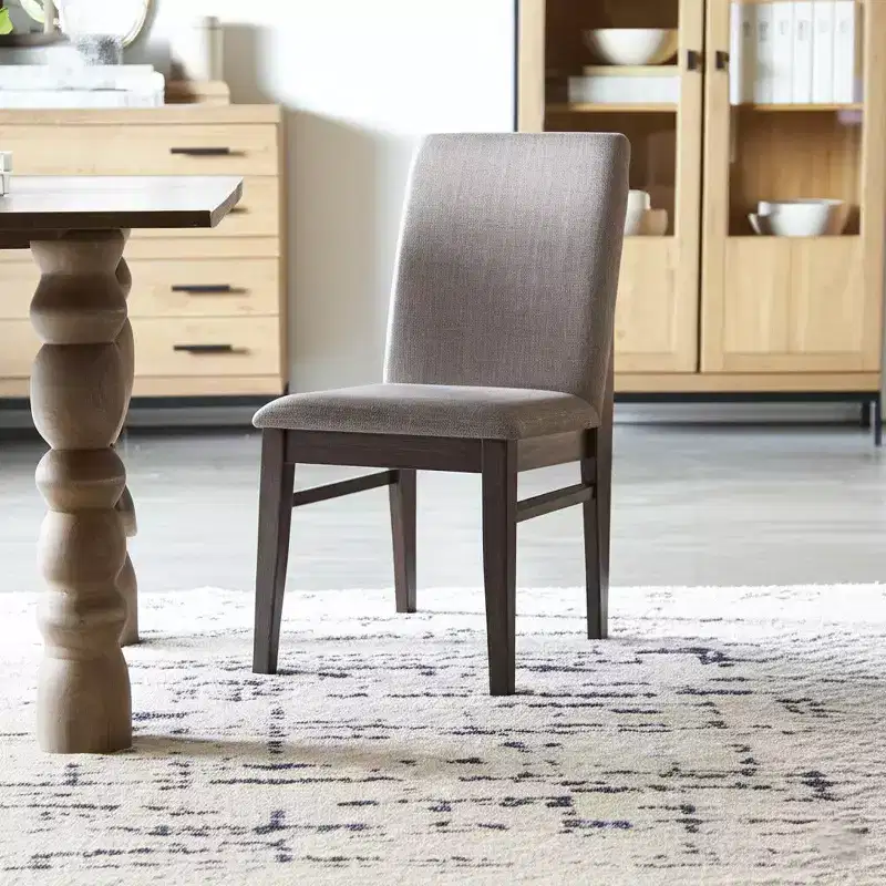 Dark Gray Upholstered Armless Dining Chair, Set of 2