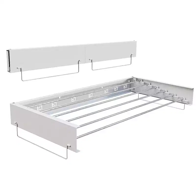 Drying Rack, Alloy Foldable Wall Mounted Retractable Clothes Hanger for Space Saving