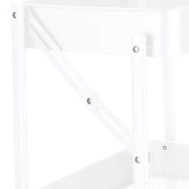 Organize It All 3 Tier Folding Metal Utility Storage Rolling Cart with Lockable Wheels White