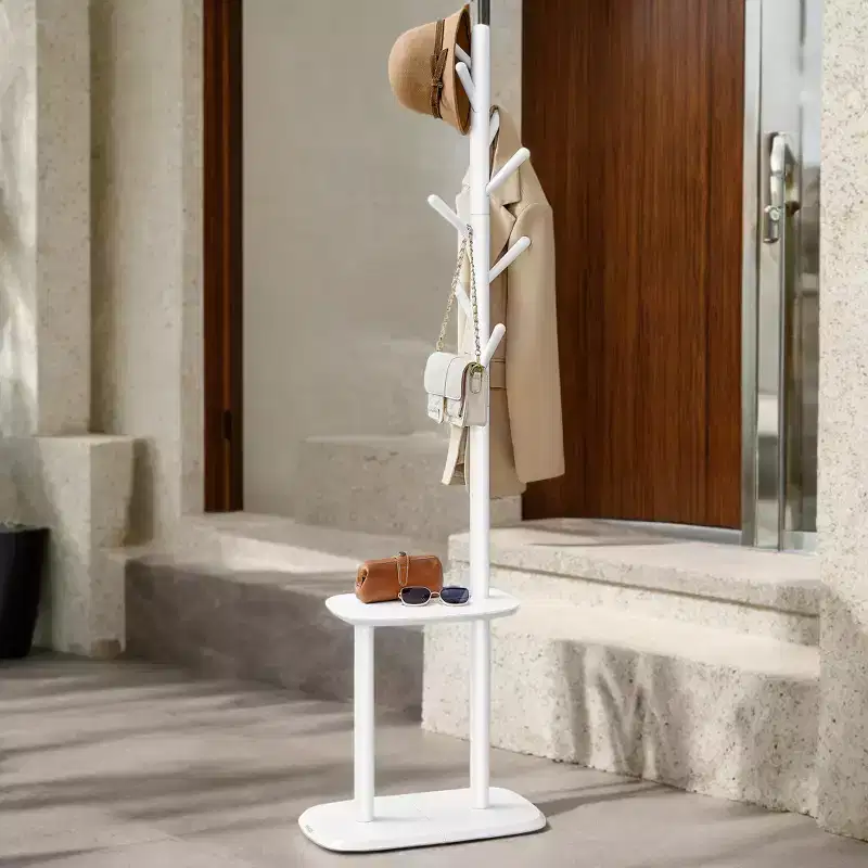 Modern Coat Rack Stand with Storage Shelf: Sturdy, Space-Saving Organizer for Coats, Hats, and Bags