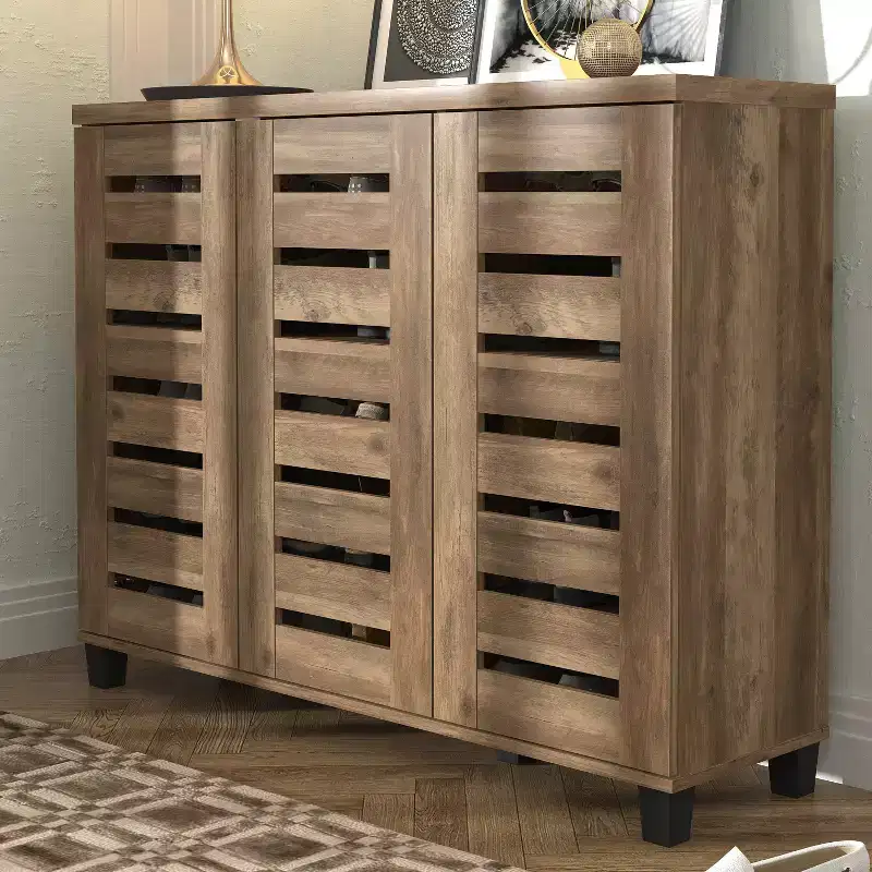 White 3-Door Shoe Storage Cabinet with Adjustable Shelves – Holds Up to 20 Pairs