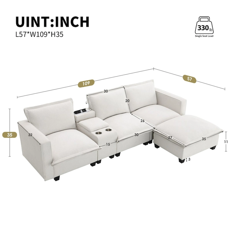 Harper&Bright Designs Modern Multi-fuctional Sectional Cloud Sofa