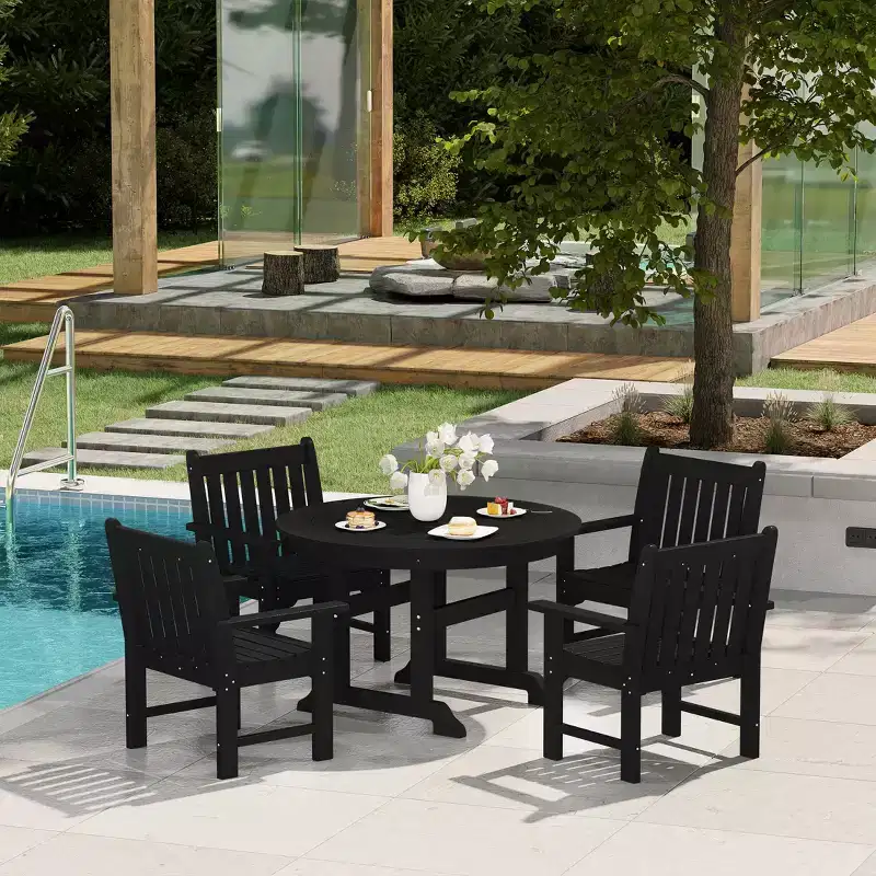 WestinTrends Malibu 5-Piece HDPE Outdoor Patio Chair and Round Table Dining Set
