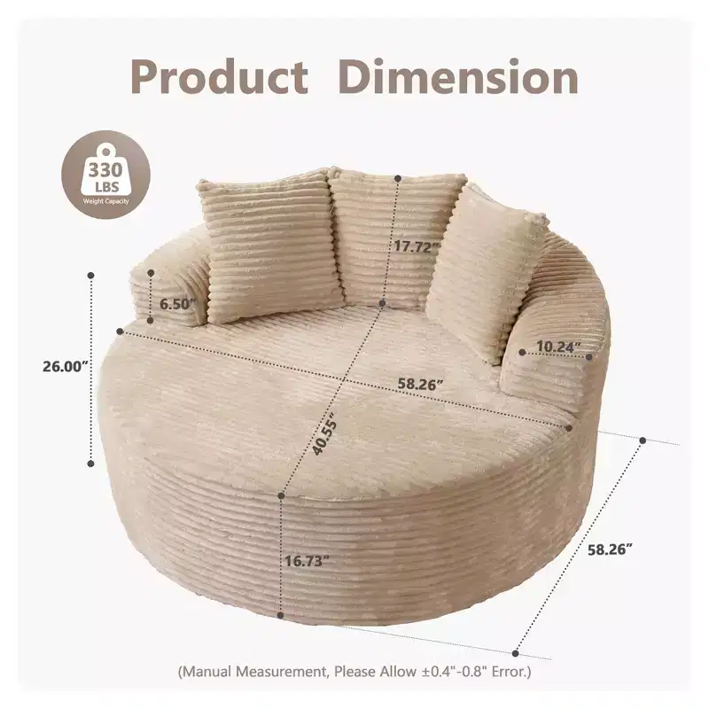 Plush Round Sofa for Living Room