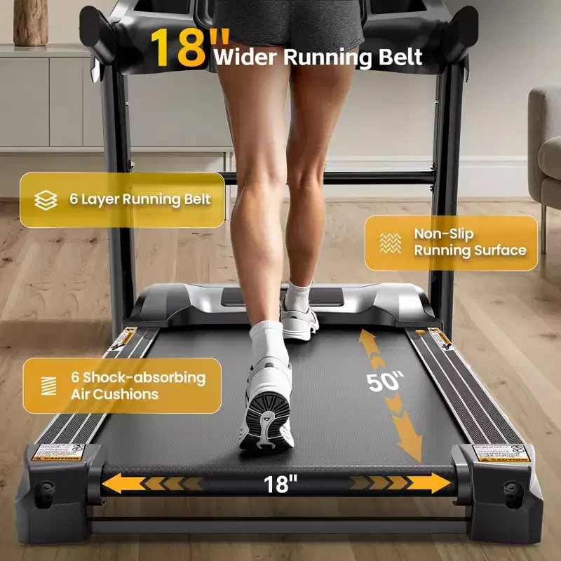 Treadmll for Home, 5.1HP Treadmill with 20% Incline, Treadmills with 400lbs Weight Capacity, 12MPH Treadmill with 64 Preset Programs, Home&Office&Gym
